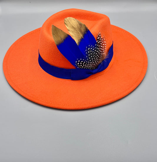 Luxury Bow Tie Fedora -Orange - Accessorizmee