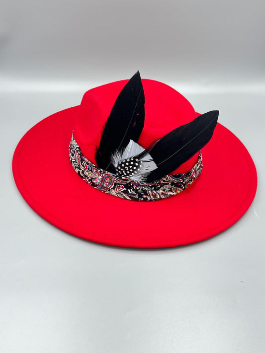 Luxury Bow Tie Fedora Hat -Revel Red - Accessorizmee