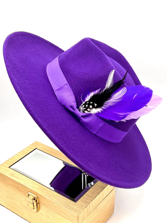 Luxury Bow tie Fedora Hat-Purple - Accessorizmee