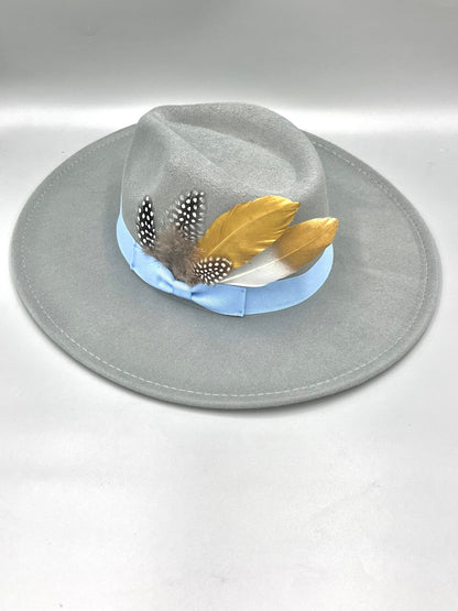 Luxury Bow Tie Fedora hat-Grey - Accessorizmee