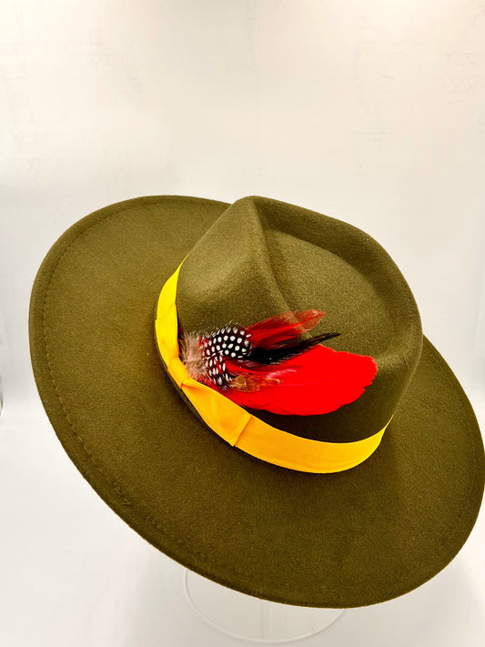 Luxury Bow Tie Fedora -Olive - Accessorizmee